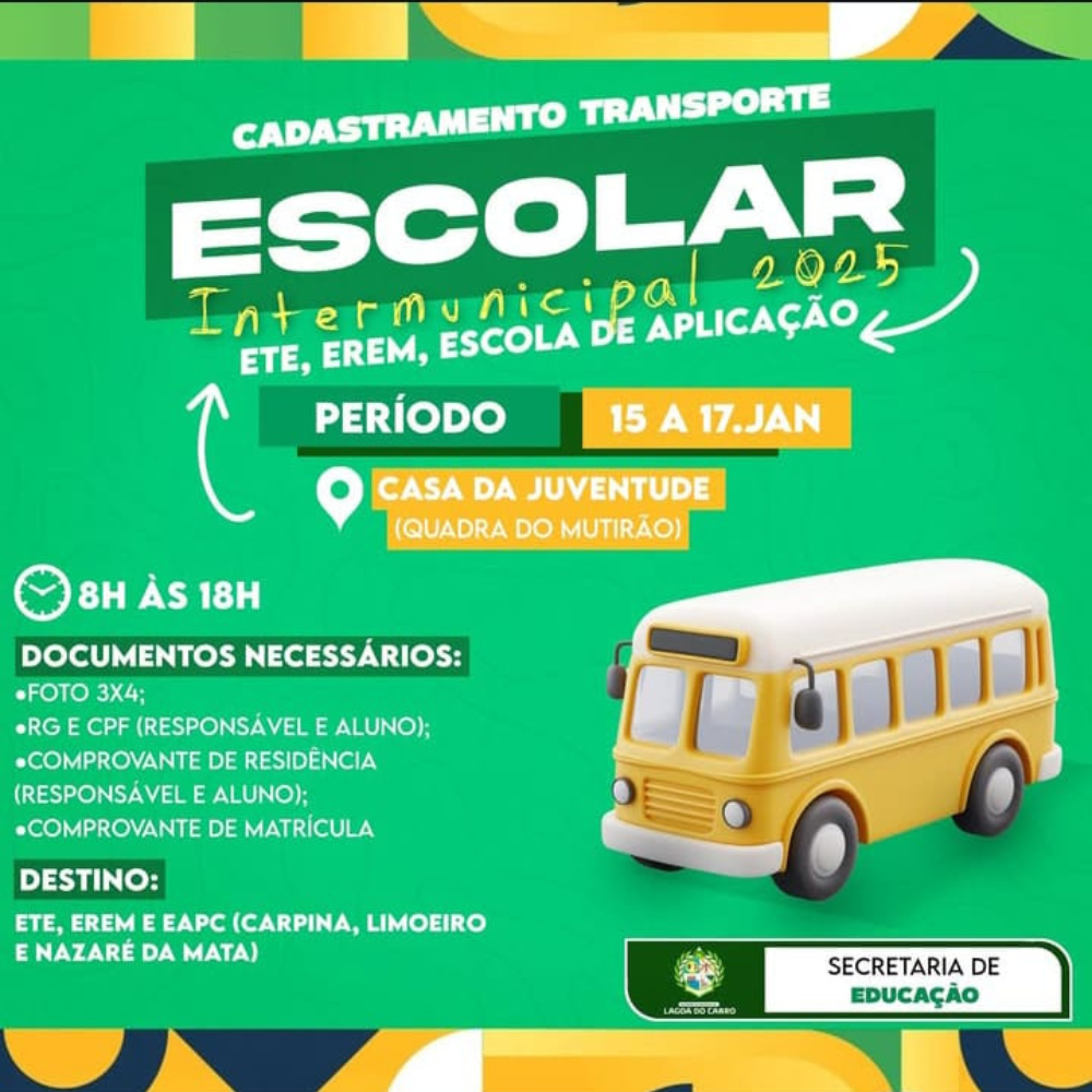 Cadastramento Transporte Escolar Intermunicipal 2025